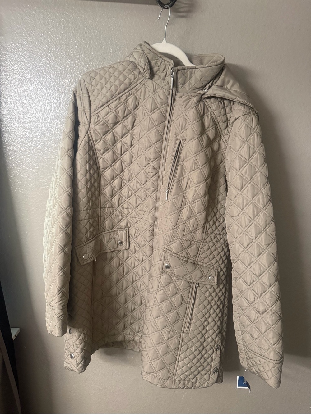 Weatherproof Quilted Puffer Jacket in Taupe
